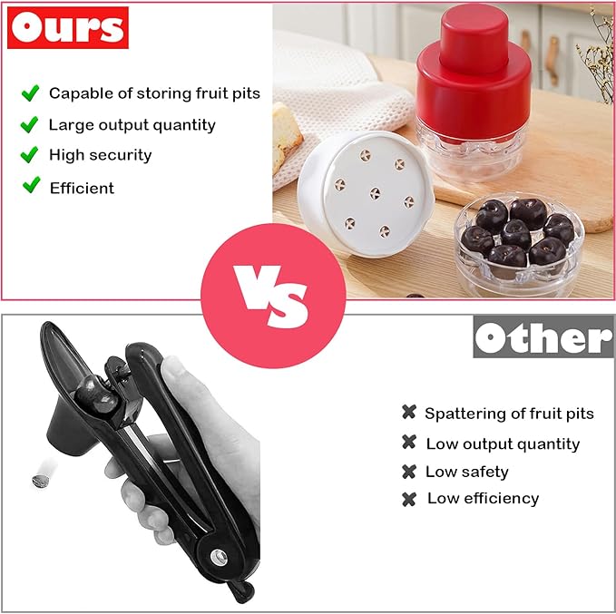 Cherry Pitter Tool, Kitchen Cherry Jam 7 Holes Multi Pitter Tool, Portable Push-Down Cherries Seed Remover, No Handle Design for Kitchen, Cake Shop, Picnics（White）
