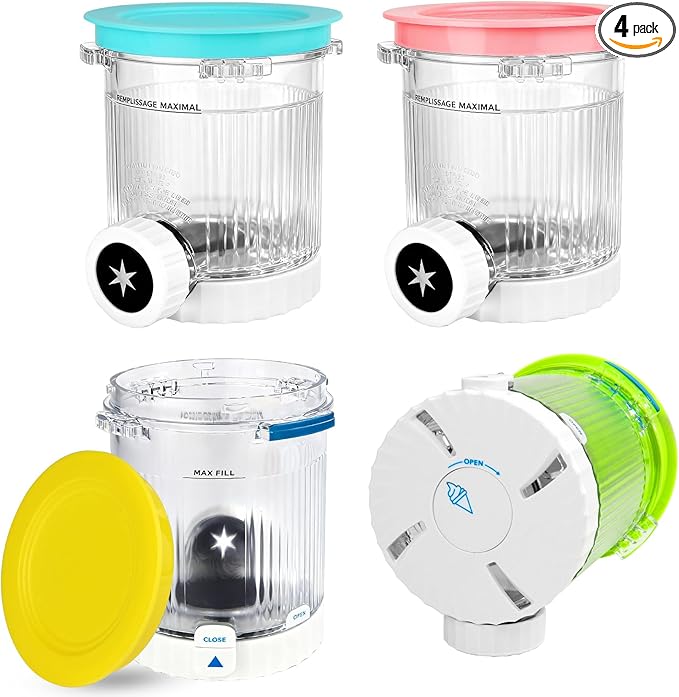 4 Pack Creami Swirl Pints and Lids Compatible with Ninja Swirl Ice Cream NC700 NC701 Series & Soft Serve Makers, BPA-Free, Dishwasher Safe, 16oz Cup, 5 Years Warranty