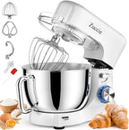 Stand Mixer, Zuccie 4.8QT Kitchen Electric Stand Mixer, 380W Motor Power Food Mixer, 8+P-Speed Dough Mixer with Dough Hook, Wire Whip & Beater, White