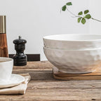8 Inch Pasta and Salad Bowls, Serving and Soup Bowl Set, Microwave Safe Ceramic Plates, Set of 2, White