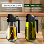 YARRAMATE 4Pcs 16oz/470ml Glass Olive Oil Sprayer Set with Stickers, Kitchen Gadgets, Including 2Pcs Non-Slip Bottle Mat, Cleaning Brush-Aesthetic Ideal Kitchen Gift