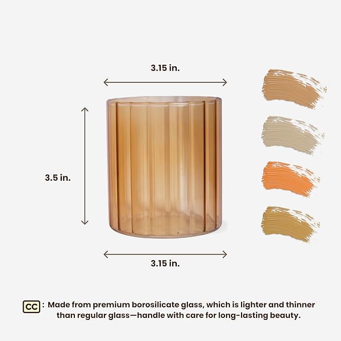 Fall Glassware Set of 4 14oz Ribbed Drinking Glasses for Autumn Table Décor Cozy Gatherings Thanksgiving Centerpiece in Warm Autumn Tones Perfect Hostess Gift