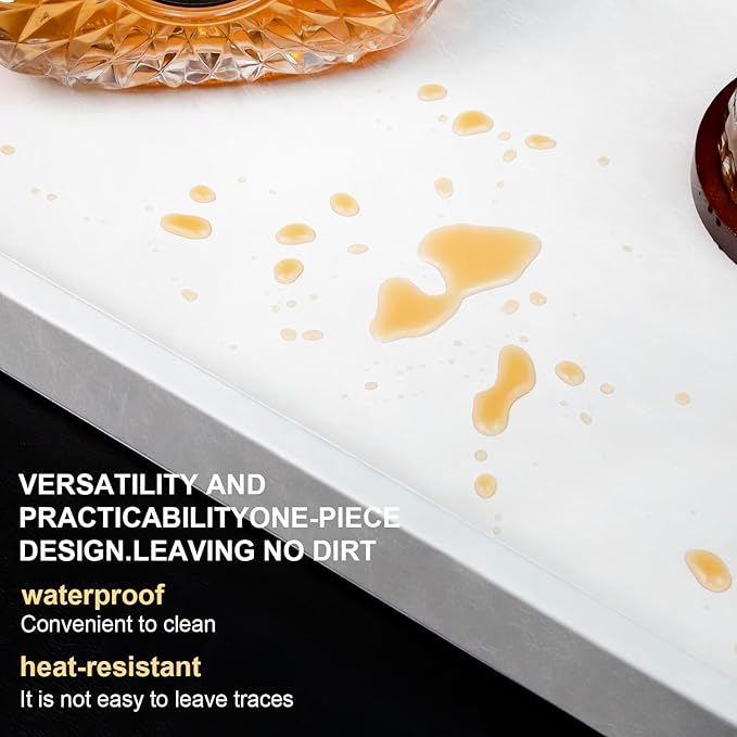 20 * 20 inches Leather Rectangle Serving Tray with Hole Handles,High-End Light Large Service Tray for Ottoman Tray, Tea, Food, Butler - Countertop, Kitchen,Family Dinner, Picnic(White)