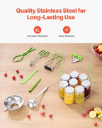 VEVOR Canning Supplies Starter Kit, 9 Pieces Stainless Steel Water Bath Canning Kit for Beginners, Canning Tools Set: Rack, Ladle, Measuring Spoon, Funnel, Tongs, Jar Lifter, Jar Wrench