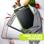 Cutting Board Double Sided,2 Pcs Vegetable Board With Sharpening Stone,Large Size+Small Size,Food Grade Stainless steel and Wheat straw PP Material,Eco-Friendly and Easy to Clean (grey)