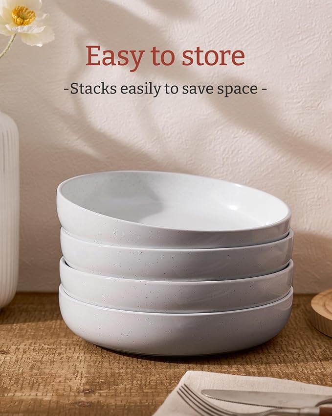 famiware Milkyway 33 oz Bowl Set, Pasta Bowls Set of 6, Salad Bowls Perfect for Your Friend for Housewarming, Thanksgiving, Christmas, Light Gray