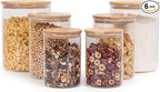 Glass Storage Containers with Lids, Glass Jars with Bamboo Lids, Large Food Storage Jar, Sugar, Pantry Storage Container for Pasta Rice Flour Oats Nuts Tea Spice (Round 27oz*2+54oz*2+100oz*2)