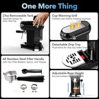 HBN 20Bar Compact Espresso Machine with Milk Frother, 27oz Removable Water Tank for Small Spaces, Fast Heat-Up Home Coffee Maker for Latte, Cappuccino, Americano