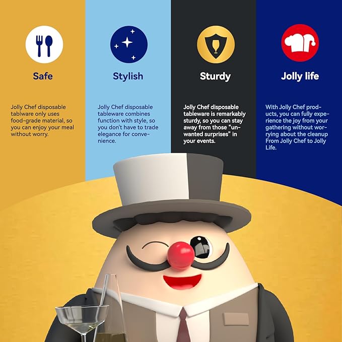 JOLLY CHEF 48 Pack Stemless Plastic Champagne Flutes 9 oz, Crystal Clear Stemless Plastic Toasting Glasses, Clear Disposable Unbreakable Drinkware Ideal for Wedding, Birthday, Party