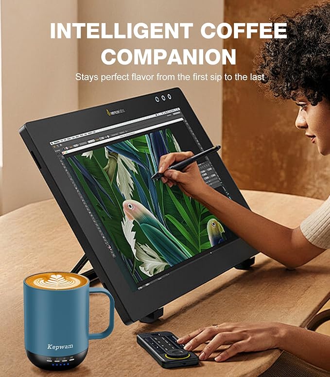 Heated Coffee Mug T1-14oz Fast Heating & Longer Battery Life Self Heating Coffee Mug Hot to 149℉ - Touch & App Controlled Mug Coffee and Hot Beverage Warmer, Gifts for Women and Men