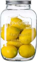 Diamond Star 1 Gallons Mason Jar with Brushed Tin Lid, Large Glass Wide Mouth Canning Food Storage Containers for Kitchen Canning Cereal, Pasta, Sugar, Beans, Spice, Preserves, Dog Treat