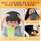 Plastic Dinnerware Sets – 40-Piece Plates and Bowls Sets with Cups, Knives, Forks and Spoons, Dishes Set for 8, Reusable Unbreakable Kitchen Dishware for Apartment, Camping, Outdoor, Black