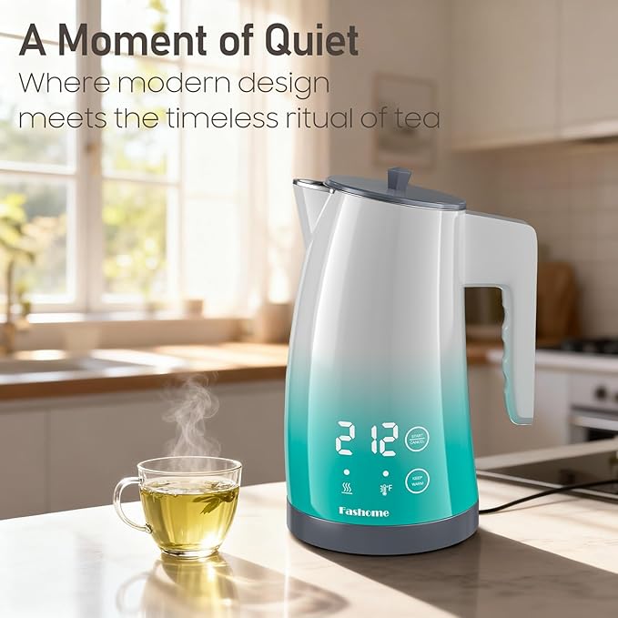 Electric Kettle with 5-Temperature Control,1.25L Cordless,Penguin Shape Design,1200W with Keep Warm and Auto Shut-Off,Perfect for Tea,Coffee & Kitchen(Blue Gradient)