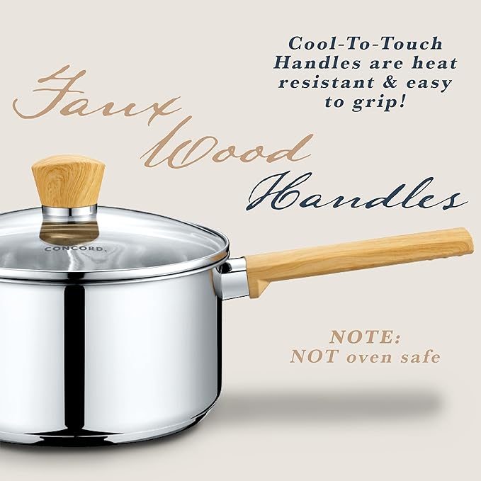 Concord 10 Piece Stainless Steel Cookware Set, includes Saucepans, Stock Pots and Pans/Skillets