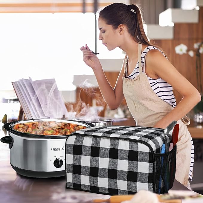 BAGSPRITE Slow Cooker Cover Compatible with Crock Pot and Hamilton Beach 6 7 8 Quart Slow Cooker, Oval Dust Cover, Appliance Covers