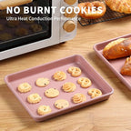 Toaster Oven Pans Set of 2, Shinsin 11-Inch Nonstick Baking Sheet Pans and Trays, 1/8 Thicker Replacement Small Baking Tray Accessories for Cookie, Non Toxic and Easy Clean and Diswasher Safe, Pink