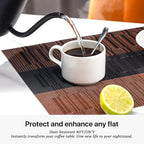 LEXMORE Placemats Set of 4 Vinyl/Plastic Woven Place Mats for Kitchen Table Indoor/Outdoor Washable Placemat Wipeable Dining Table Mats(Ombre Brown Black)