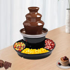 1lb Chocolate Fountain Machine, 3-Tier Stainless Steel Electric Fondue Fountain with Fruit Plate & 6 Forks, for Parties Weddings Events, 120V 40W, US Plug (Black)