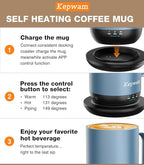 Self-Heating Coffee Mug T1-16oz, Fast Heating Rechargeable Heated Coffee Mug, Smart Mug with App & Button Control, Ideal Gift for Coffee Lovers & Hot Drink Enthusiasts