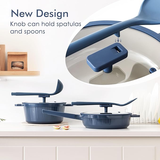 SENSARTE Ceramic Cookware Set Non-toxic 14 Pcs, Nonstick Pots and Pans Set, Dishwasher Safe Induction Cookware, Healthy Kitchen Cooking Set, PFOA/PFAS/PTFE Free