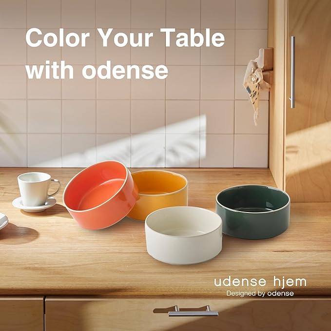 Odense Cereal & Soup Bowls (Set of 4) - Ceramic Bowls for Kitchen- For Cereal, Soup, Salad, Porridge - Modern & Minimal, Wide Round & Stackable - Microwave & Dishwasher Safe (Vanilla Cream)