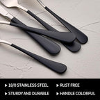 20-Pieces Black Silverware Sets for 4,Black Handle Stainless Steel Cutlery Set, Include Forks Spoons and Knives Set, Dishwasher Safe Utensil Sets for Home Restaurant