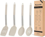 Kitchen Utensils Set of 4 Pack,Silicone Kitchen Utensils Set for Nonstick Cookware,Perfect for Baking and Mixing,Spatula Set BPA Free,Dishwasher Safe,Khaki