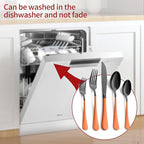 20-Piece Pink and Black Stainless Steel Silverware Set - Dinner Knives, Forks, Spoons - Dishwasher Safe