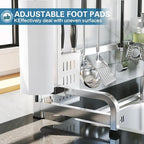 Over The Sink Dish Drying Rack,3 Tier Adjustable Length Full Stainless Steel Large Storage Kitchen Dish Rack,for Kitchen Counter Expandable Multifunctional Organizers,Silver (25.98-37.6")