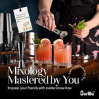 Barillio Black Bartender Kit – 23-Piece Stainless-Steel Cocktail Shaker Set with Premium African Mahogany Stand | Martini Barware Mixing Tools for Home Bartending | Gift Set