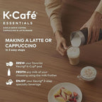 Keeurig K-Café Single Serve Coffee Maker, Built-In Milk Frother, Latte & Cappuccino Brewer, Espresso Shot, 3 Brew Sizes, 42 oz Water Reservoir, Travel Mug Friendly, Compact Design (Black 42oz)