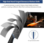 FINTISO 7-Inch Kitchen Knife, 67-Layer Japanese Damascus Steel Chef's Santoku With G10 Handle - Professional Cooking Tool for Home and Kitchen