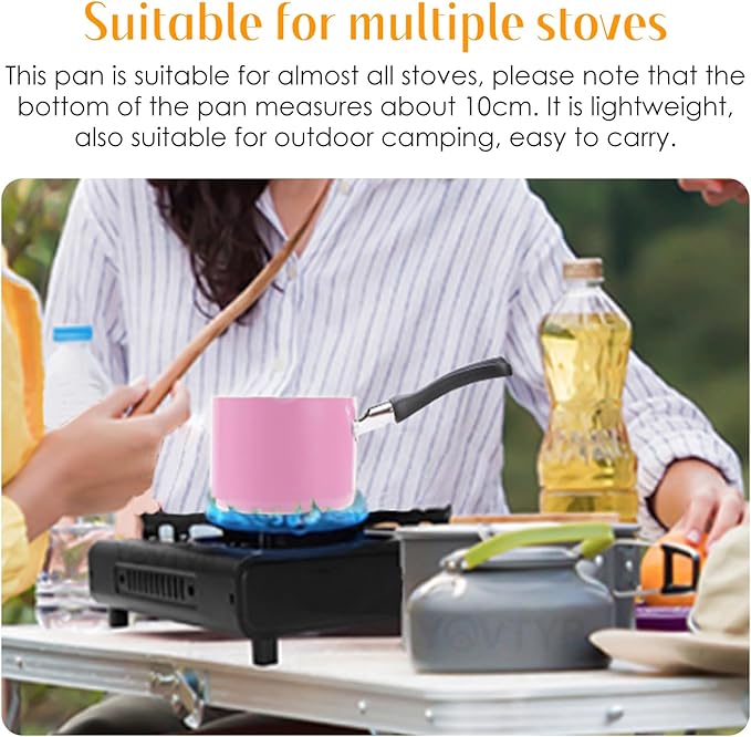 550ml/0.5 Quart Nonstick Sauce Pan, Baby Milk Heating Pot with Pour Spouts for Gas, Electric & Induction Stoves, Portable Small Cooking Pot for Melting Butter, Chocolate, Making Porridge (Pink)