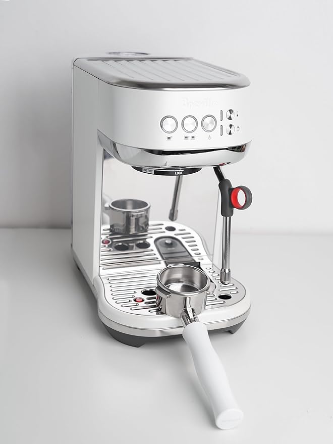 Normcore 54mm Bottomless Portafilter Fits Breville Sage Barista Express Machines, Barista-Grade Naked Espresso Tool, Included 18g Filter Basket, Anodized Aluminum Handle, White