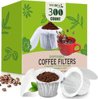 VIVI SKY K cup Coffee Paper Filters with Lid Disposable for Keurig, Fits All Keurig Single Serve Filter Brands (White with Lid, 300)