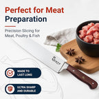 Chef Knife 8 Inch – Professional Stainless Steel Chef’s Knife with African Wood Wenge Handle & Mosaic Pin – Cuchillo de Cocina Profesional – Sharp Kitchen tool for Meat & Vegetables