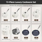 Nuwave Lux 13pc Forged Lightweight Cookware Set PFAS Free, Healthy G10 Duralon Ceramic Coating, Ultra Non-Stick, Stay-Cool Handles, Works on All Cooktops & Induction Ready