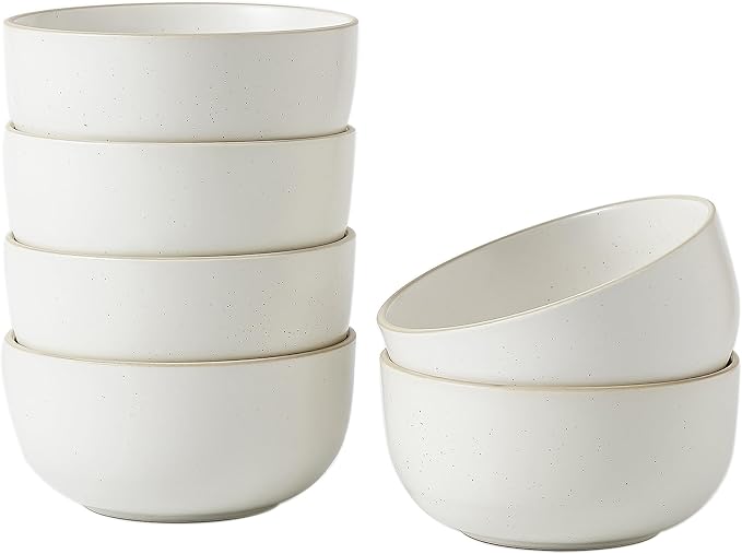 S&Q'S CERAMICS Ceramic Small Bowls for Kitchen, Set of 6, 9 ounces Small Ceramic Bowls for Condiments, Dipping, Side Dishes (Glazed Matte Off-White)…