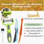 GANNK Potato Apple Vegetable Peelers for Kitchen, I and Y Peelers for Fruit Veggie Potatoes Carrot Cucumber, 3 in 1 Blade Spin Design With Julienne Function