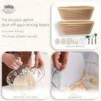Natural Unbleached Banneton, Sourdough Bread Proofing Basket Kit, 2x 10 Inch Oval Basket with BreadMaking Baking Supplies Tools, Banneton Basket Gift Set - Primary Color