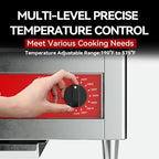 CROSSON 24"*16" Commercial Chrome Plated Griddle,Electric Countertop Griddle with Non-Stick 2/5" Thick Cooking Plate and Double Section 575℉ Adjustable Temp Control for Restaurant use-120V,3500W