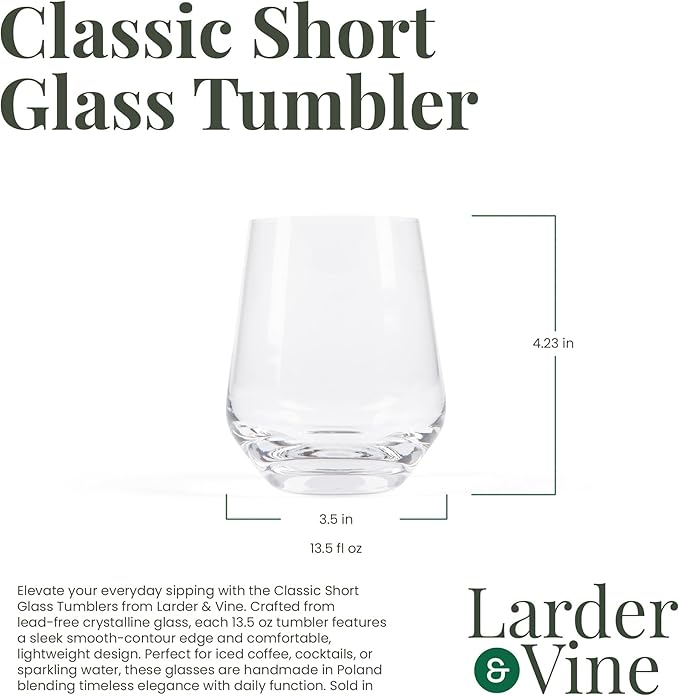 Larder & Vine Classic Short Glass Tumbler (4-Piece Set)