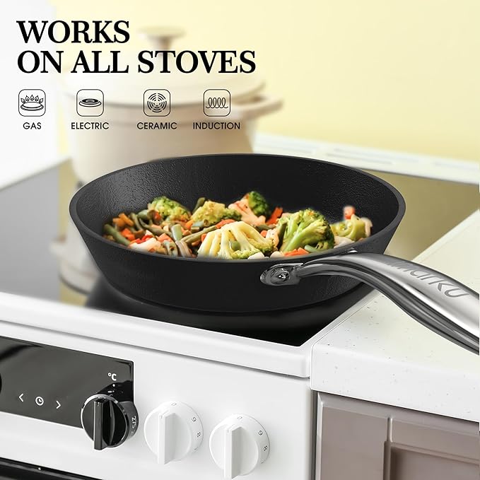 imarku Frying Pan Non Stick, 8inch Small Egg Pan, Induction Compatible Skillet, Omelette Pans with Stainless Steel Handle, Dishwasher Safe, Gifts for Men and Women