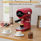 Espresso Machine with Steam Milk Frother Semi Automatic 20 Bar Compact Red with Touch Screen for home Cafetera Espresso, Latte, Cappuccino, Americano, Macchiato