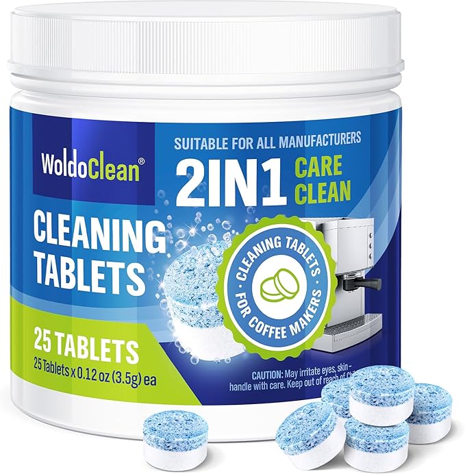 2-Phase Cleaning Tablets for Espresso Machines 25 Tablets - compatible with Breville, Jura, Bosch, Philips, Casabrews, KitchenAid, De'Longhi, Ninja