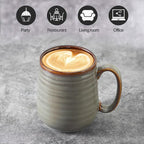 Hasense 12 oz Coffee Mugs, Ceramic Coffee Cups Set of 6, Stoneware Latte Mug with Large Handle for Coffee, Tea, Milk and Chocolate, Easy Hold & Clean, Dishwasher & Microwave Safe, Light Grey