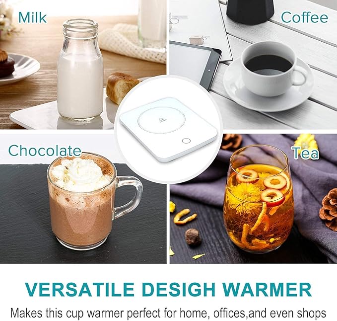 Misby Mug Warmer, Coffee Warmer for Desk Auto Shut Off Coffee Lovers Gift Ideas, Smart Coffee Cup Warmer with Gravity-Induction Coffee Mug Warmer for Desk Use Keep Beverages Coffee Warmer (White)