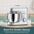 HOWORK Electric Stand Mixer,10+p Speeds With 6.5QT Stainless Steel Bowl,Dough Hook, Wire Whip & Beater,for Most Home Cooks,Silver