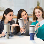 Print Boot for Stanley, Rubber Cup Bottom Protector Sleeve Accessories for Stanley Quencher H2.0 FlowState Tumbler 40oz / Adventure Quencher Tumbler 40oz (Blue)