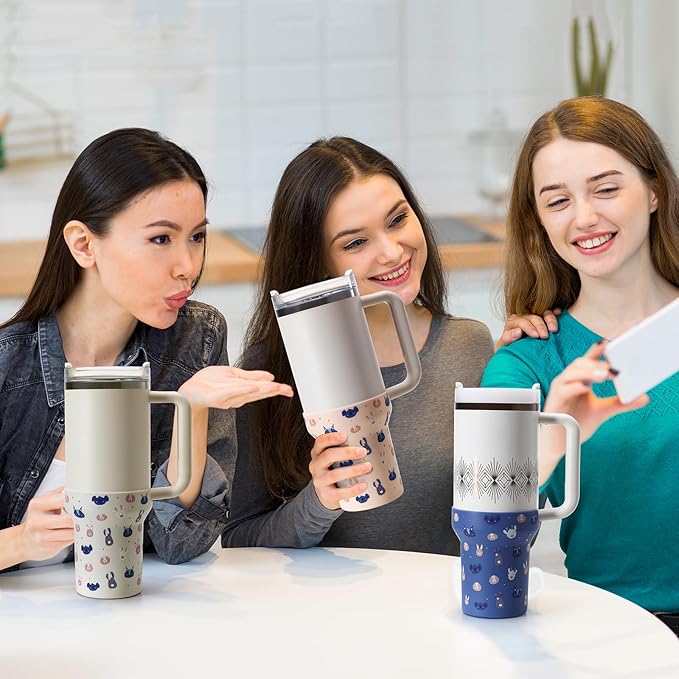 Print Boot for Stanley, Cup Bottom Protector Cover Accessories for Stanley Quencher H2.0 FlowState Tumbler 40oz / Adventure Quencher Tumbler 40oz (Cream)